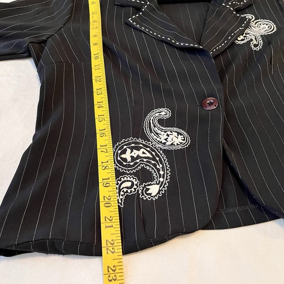 Vintage Women's 90s Blazer Monica Rachel Paisley Pinstripe Work Office Size 14 - Picture 7 of 8